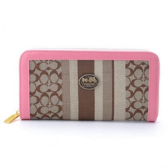Coach Legacy Accordion Zip In Signature Large Pink Khaki Wallets EGQ | Coach Outlet Canada